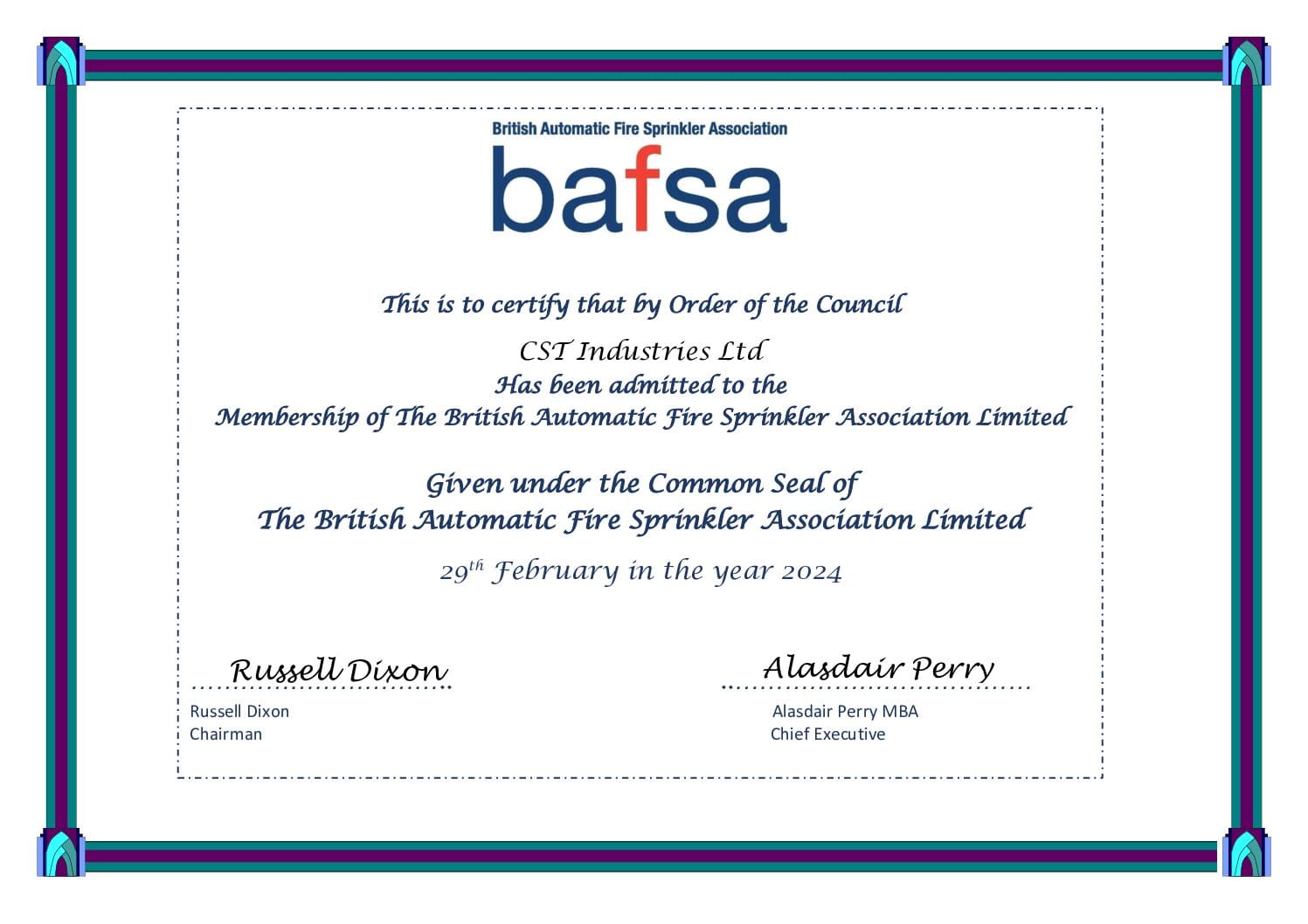 BAFSA: Membership of The British Automatic Fire Association Limited